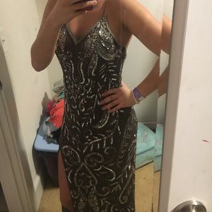 Long beaded Jazz Couture Prom Dress
